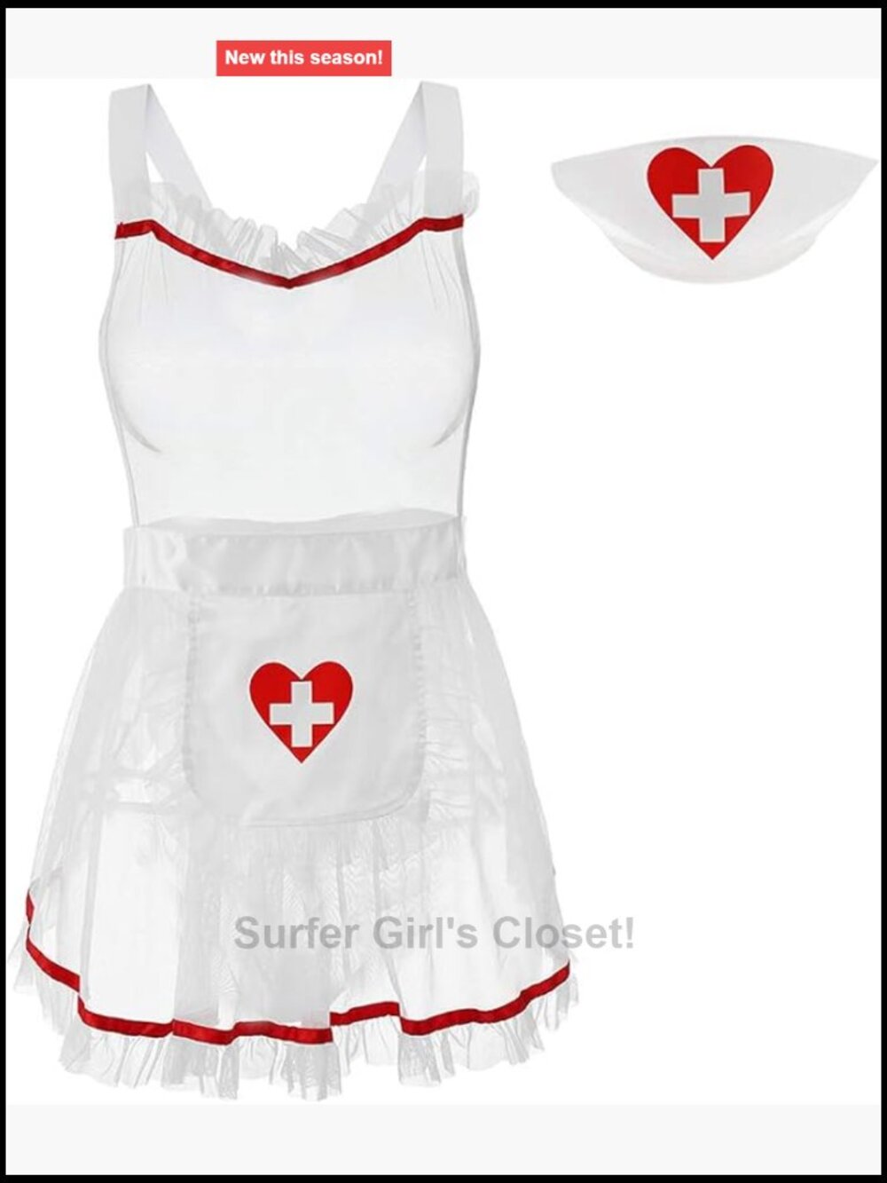 EROMATE Sexy Nurse Costume Mesh Lingerie Set Women's Cosplay